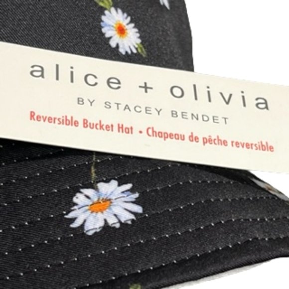 ALICE + OLIVIA Reversible Bucket Hat: Black with Daisy Print And Solid White NWT - Picture 4 of 11